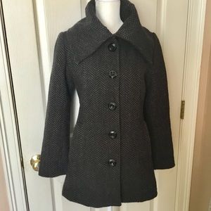 H&M Black Herringbone Coat